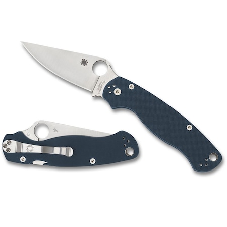Spyderco 2024 Spyderco Reveal 14, Para Military 2 Cobalt Blue G-10 Cpm Spy27, Plain Edge SPY-C81GPCBL2